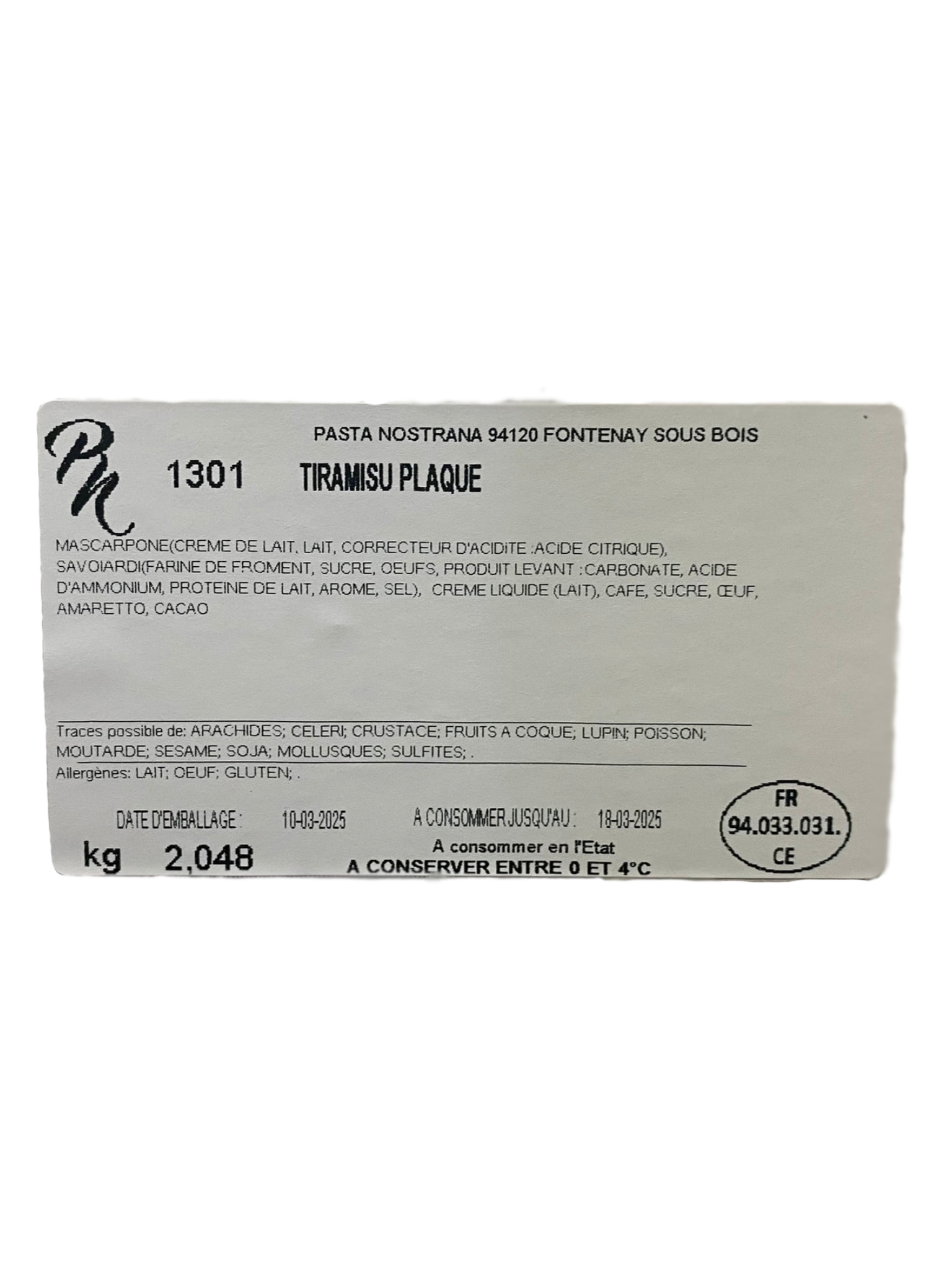 TIRAMISU PLAQUE PISTACHE